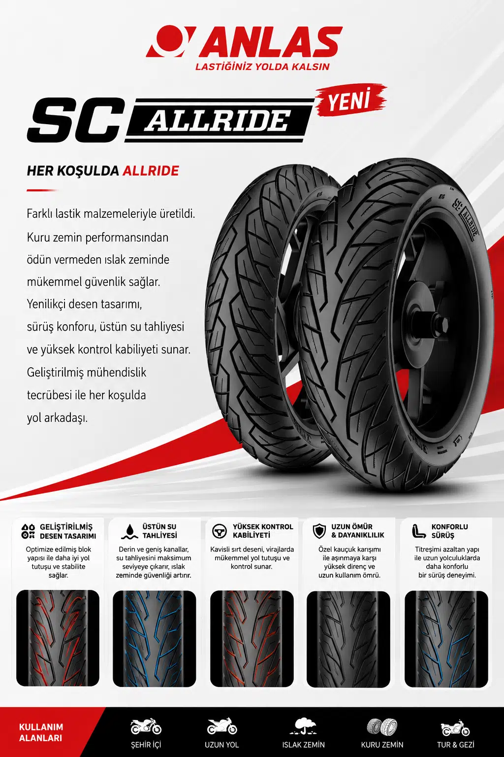 Anlas SC AllRide 120/70-15 ve 150/70-13 Takım 4 Mevsim Yeni Üretim OBL014