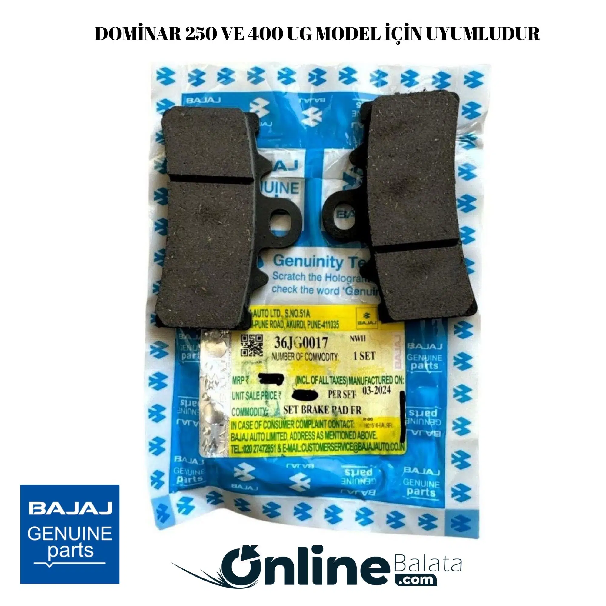 Bajaj Dominar 250 400 Ug Ön Fren Balatası 36JG0017 OBBJ029