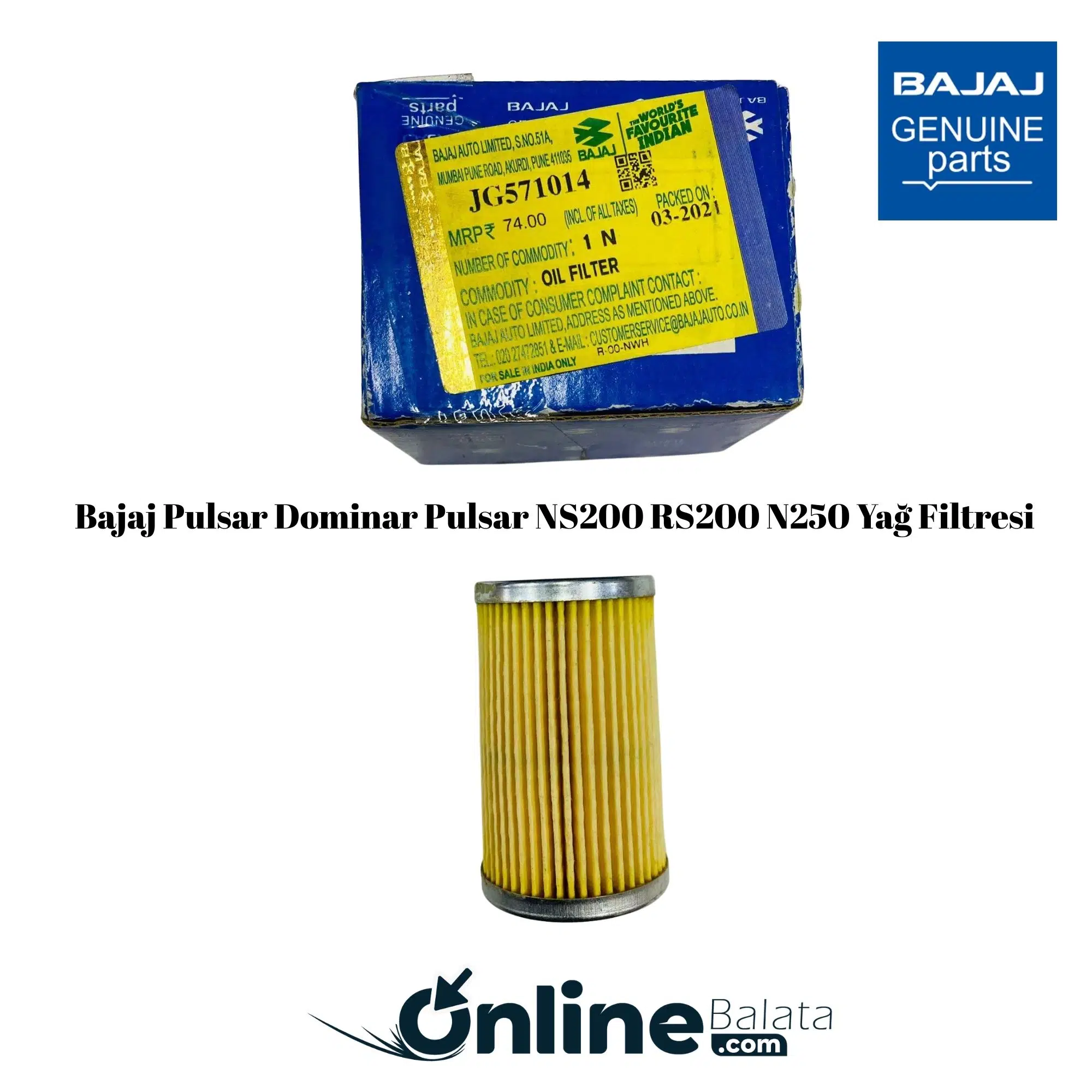 Bajaj Pulsar Dominar Pulsar NS200 RS200 N250 Yağ Filtresi OBBJ020