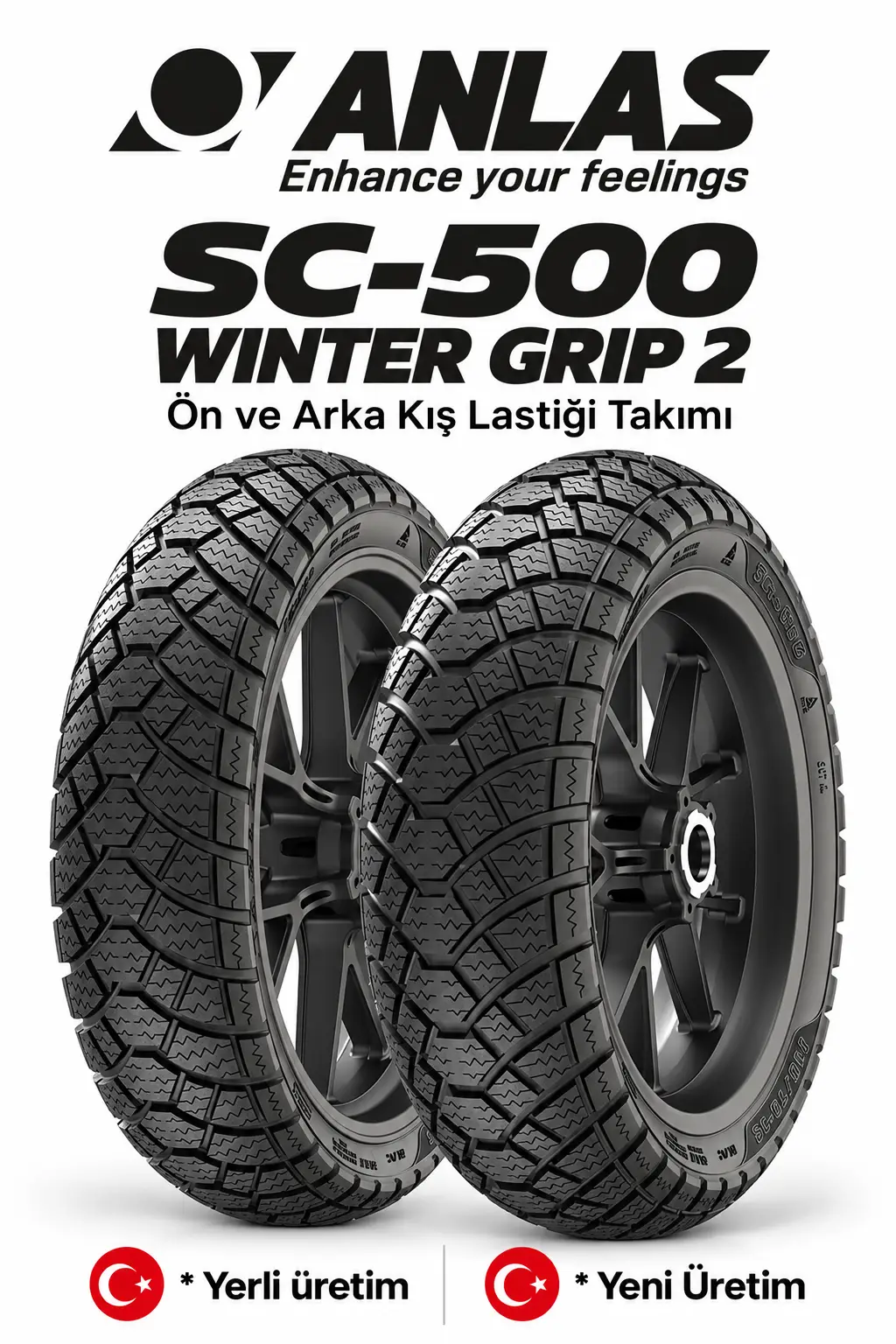 CSN BEAUTY 125 Anlas SC-500 Winter Grip 2 Ön ve Arka Kış Lastiği Takım