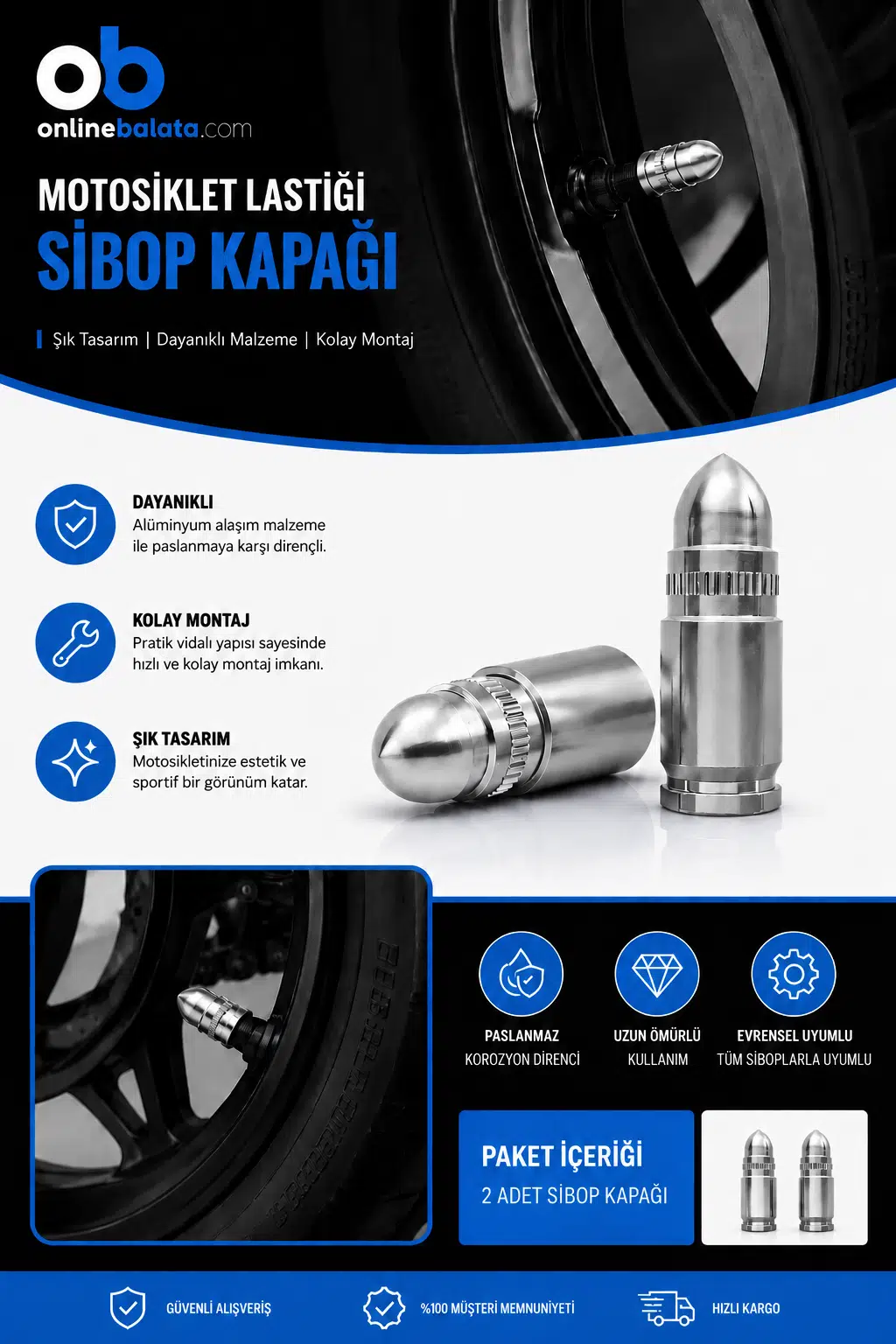 Hero X-Pulse Ön Arka Lastik Sibop Kapağı Gümüş 2 Adet 30741