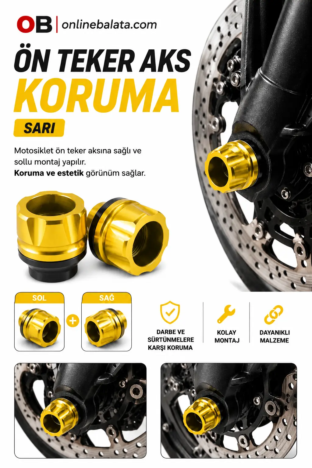 Honda CBR 250 R Ön Teker Aks Koruma Sarı 639SS49