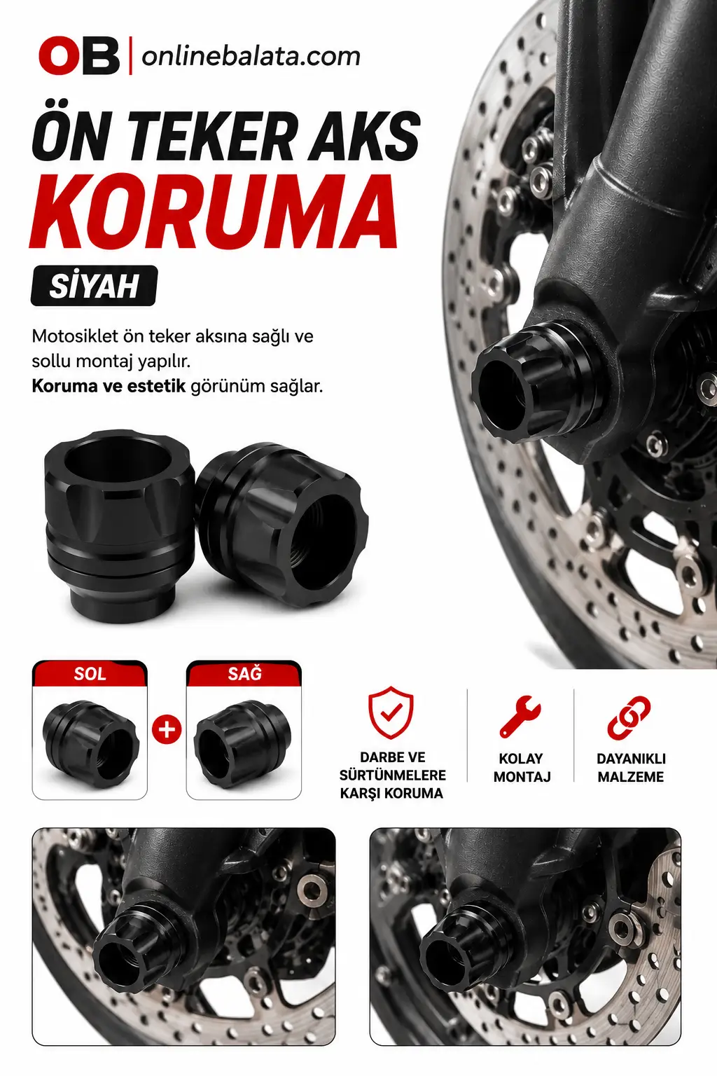 Honda CBR 250 R Ön Teker Aks Koruma Siyah 639S49