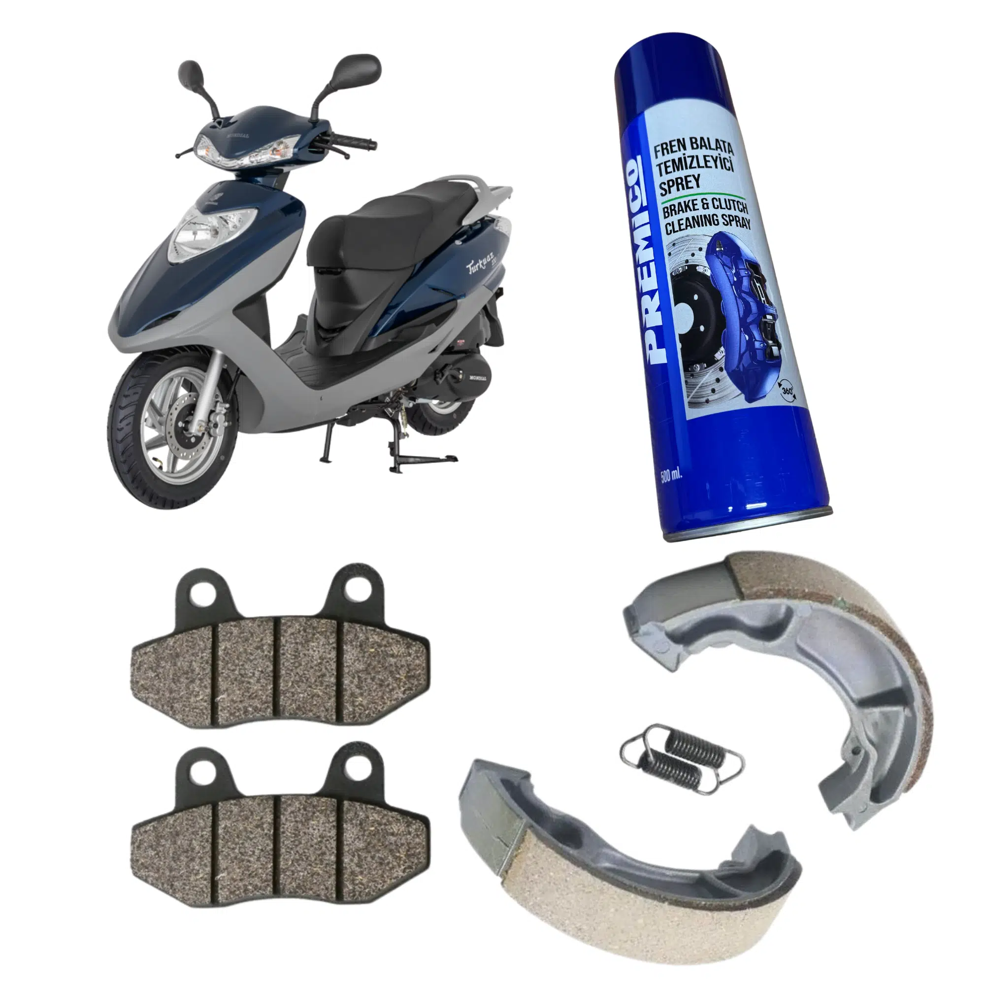 Mondial Nt Turkuaz Ön Arka Fren Balatası Balata Sprey Hediye